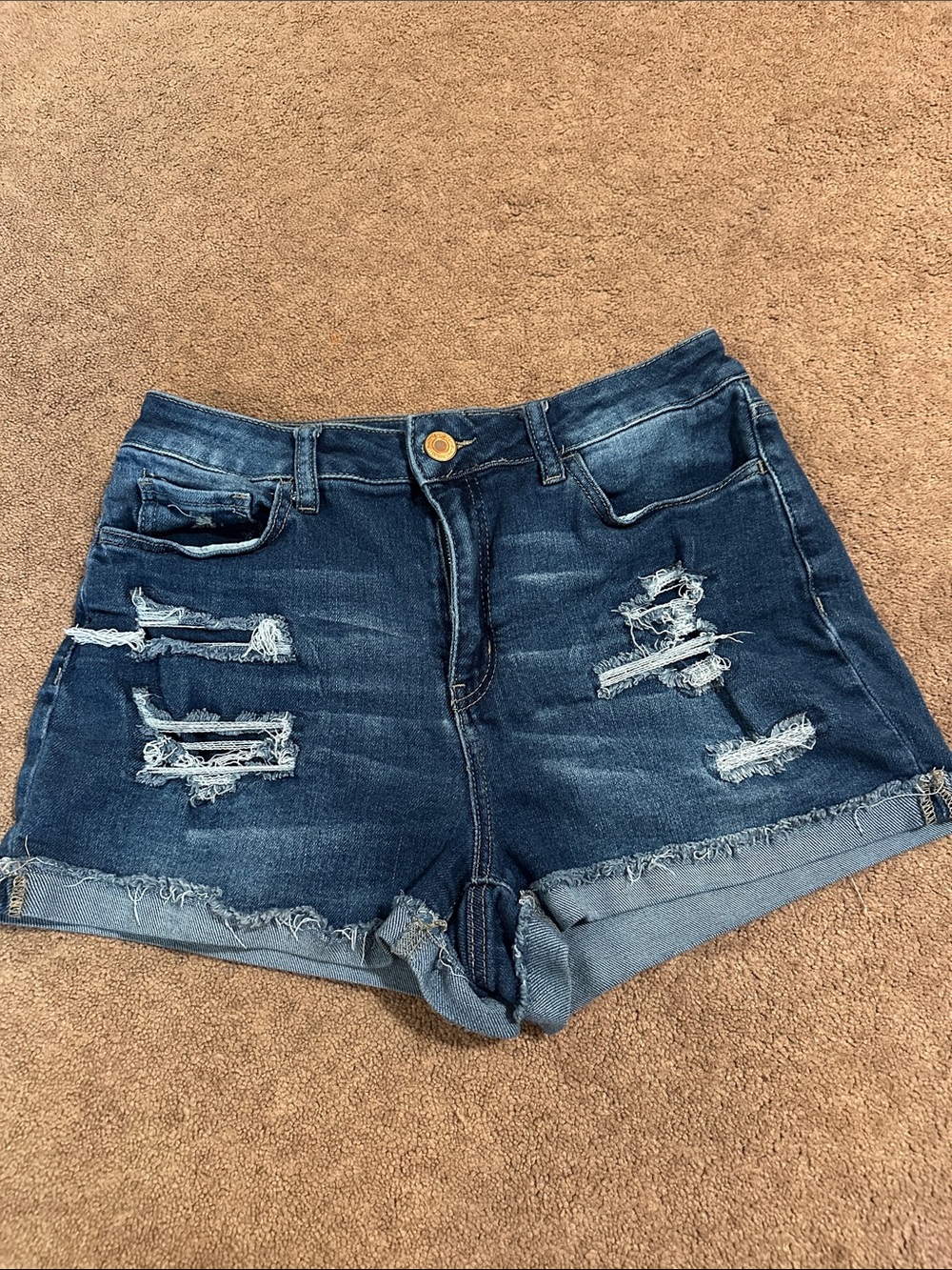SO Dark Blue Distressed Denim Jean Shorts